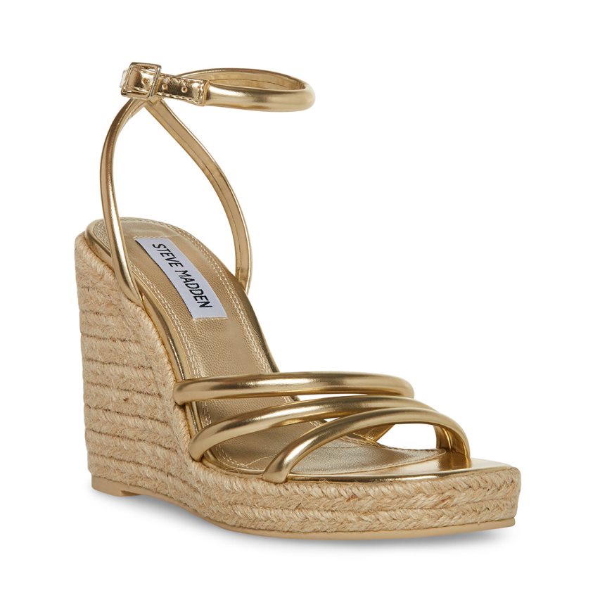 Gold Steve Madden Taylor Women's Wedges | PH 6078NLG